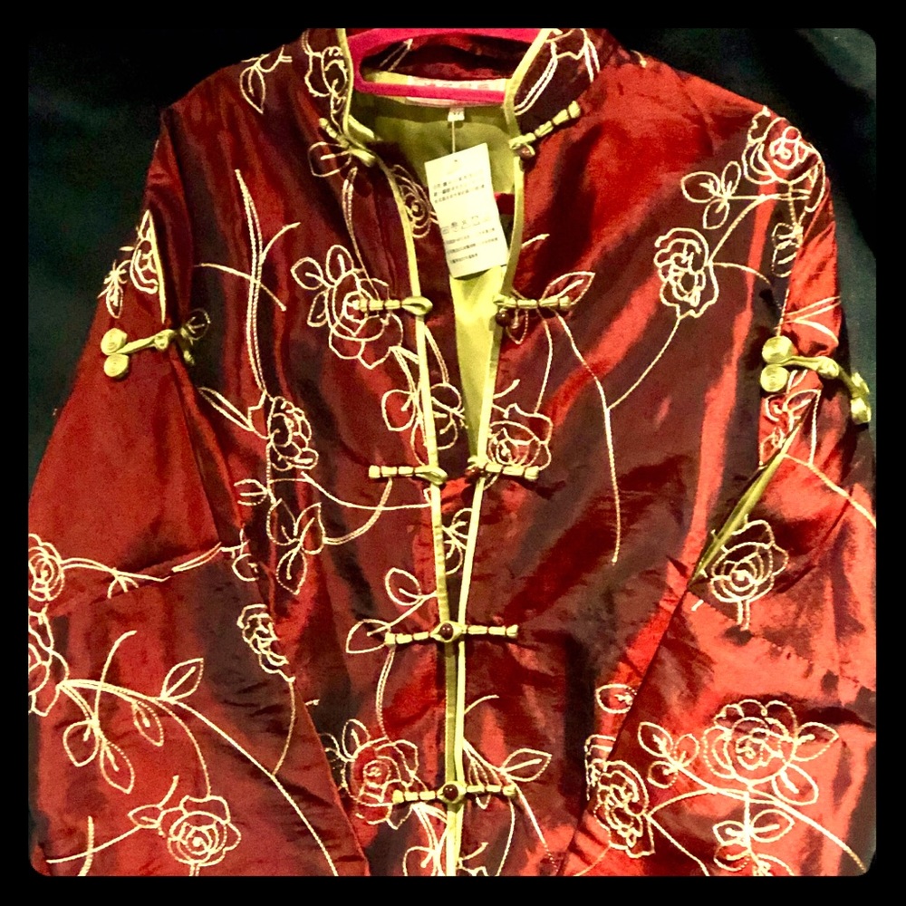 Vtg Traditional Chinage Brocade Embroidered Jacket